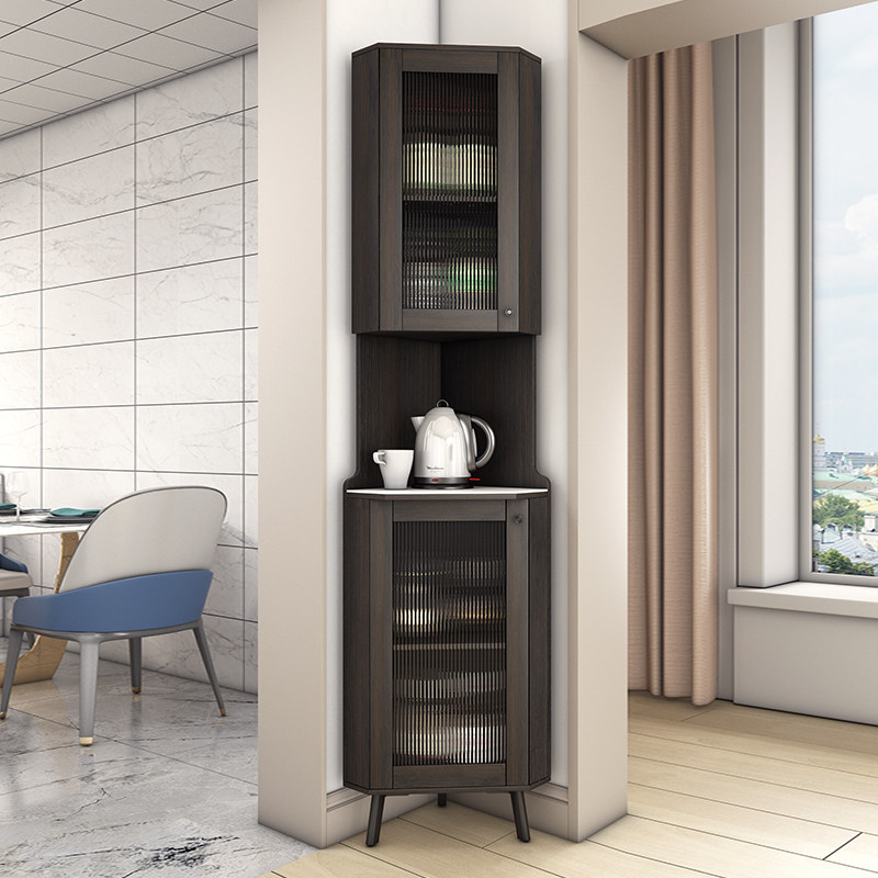 店-意式实木墙角柜现代简约拐角柜小户型客厅酒柜转角边柜极简三角柜