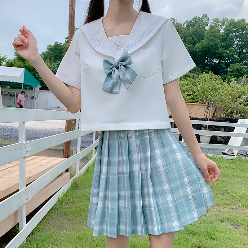 809#jk制服裙女班服学院风英伦韩版高中生夏季百褶裙校服套装