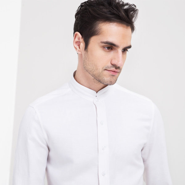 北京立领圆领中山亚麻修身长袖衬衣衬衫新款