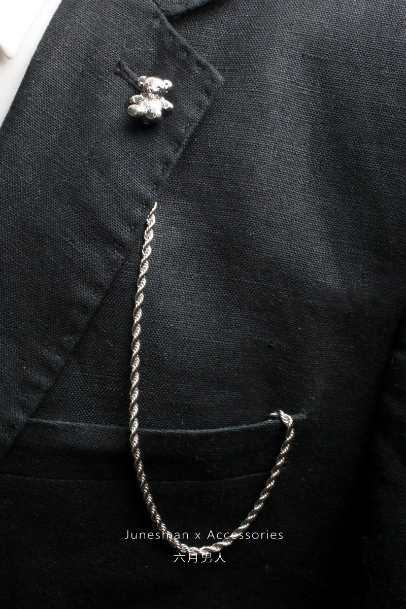 六月男人 手工制 镀金 驳头链男士商务 礼盒装 小熊