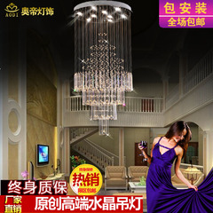 复式楼梯间圆形水晶吊灯创意个性别墅大厅灯豪华大气客厅餐厅吊灯