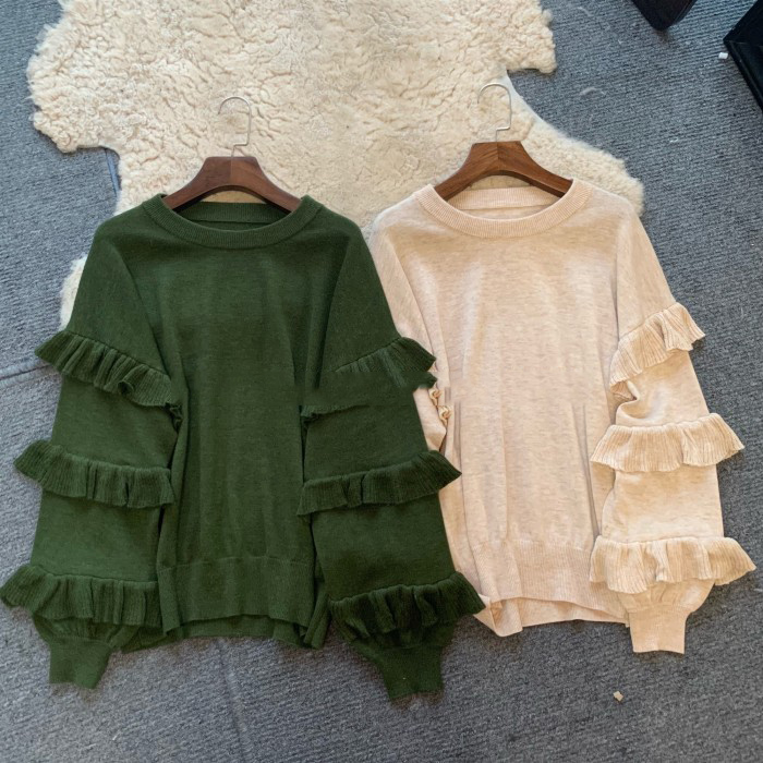 高端!自留!sweater with ruffle sleeves jin口羊毛荷叶袖毛衣在类目 女装/女士精品, 毛衣中 - 来自Buy2taobao.com提供专业的淘宝代购服务