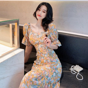 Sanya seaside holiday broken flower fishtail skirt split sexy feminine beach travel dress new style beach skirt