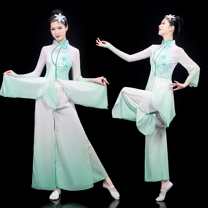 古典舞演出服女飘逸中国风2023新款胶州秧歌谷雨舞蹈服装艺考套装
