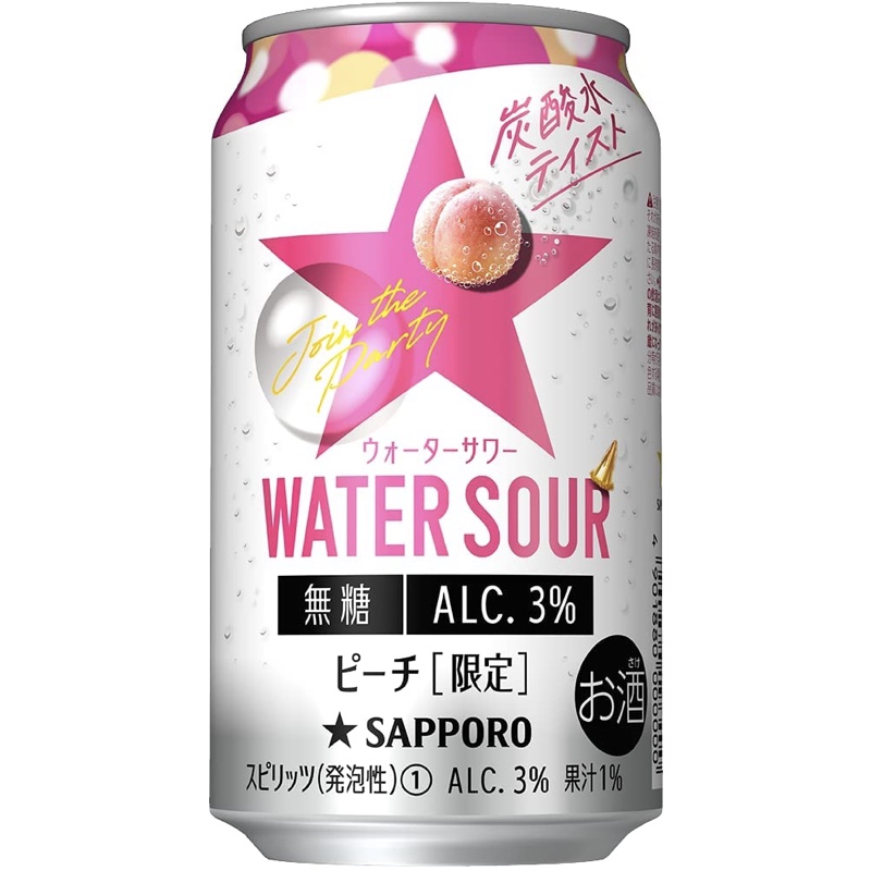 日本进口 SAPPORO 札幌 果汁酒 Water Sour 无糖白桃 新感觉沙瓦