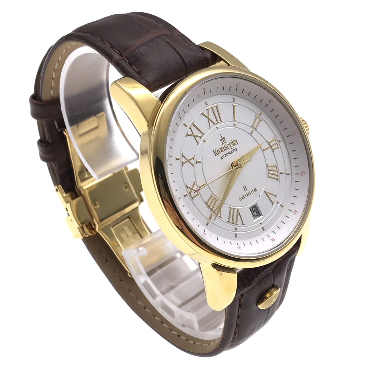9新]坤格aminium Ⅱ系列ks748.wg日历皮带白面自动机械男表
