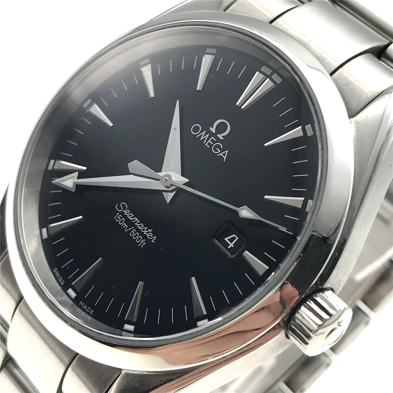 [9.5新]欧米茄海马系列精钢黑面石英男表