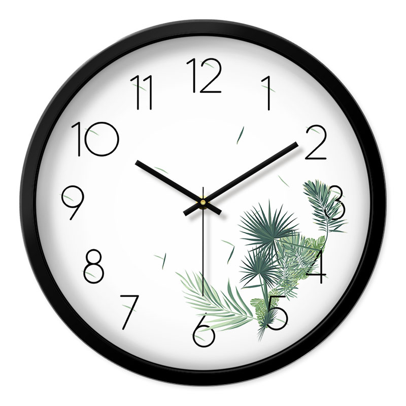 摩门挂钟客厅创意卧室静音圆形现代个性时尚简约植物石英钟表挂表