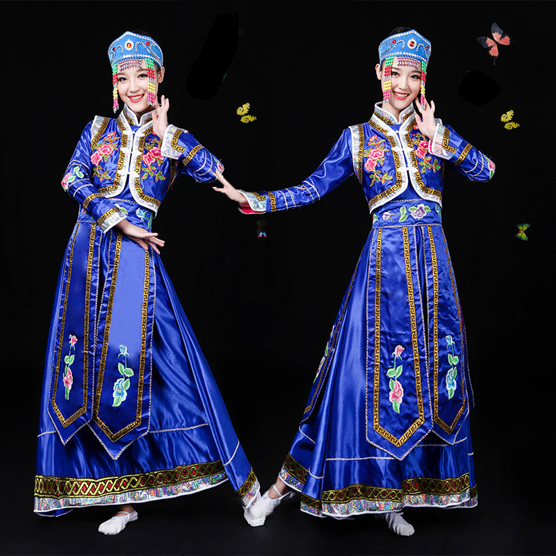新款蒙古族女装演出服内蒙古舞蹈服装成人蒙古袍少数民族表演冬季