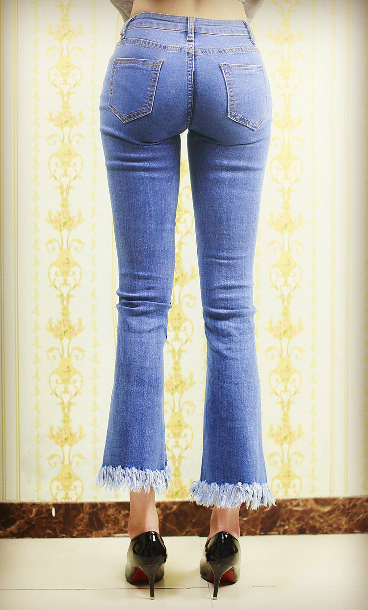 送丝袜隐形拉链开裆牛仔裤喇叭裤镂空户外方便裤女兔脱紧身九分优惠券