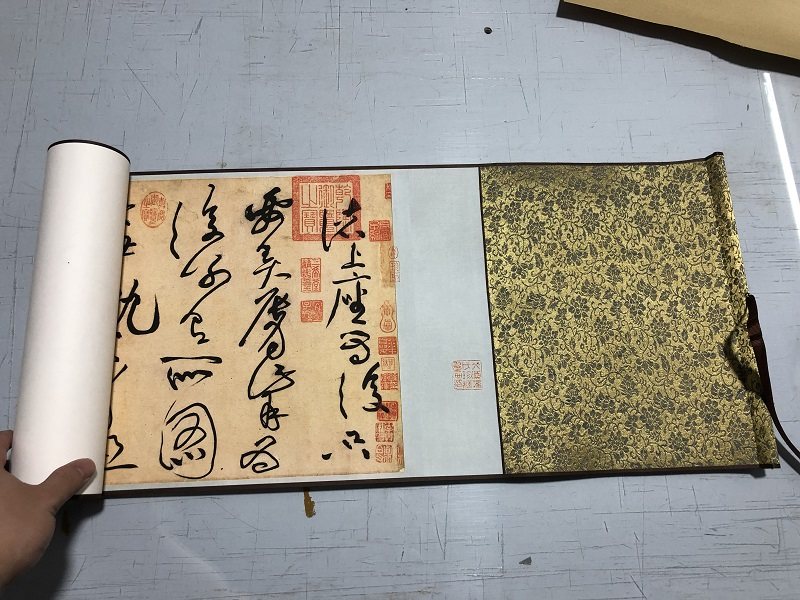 怀素大草千字文复古复古书画标准草书真迹高清微喷仿古复制手卷装饰