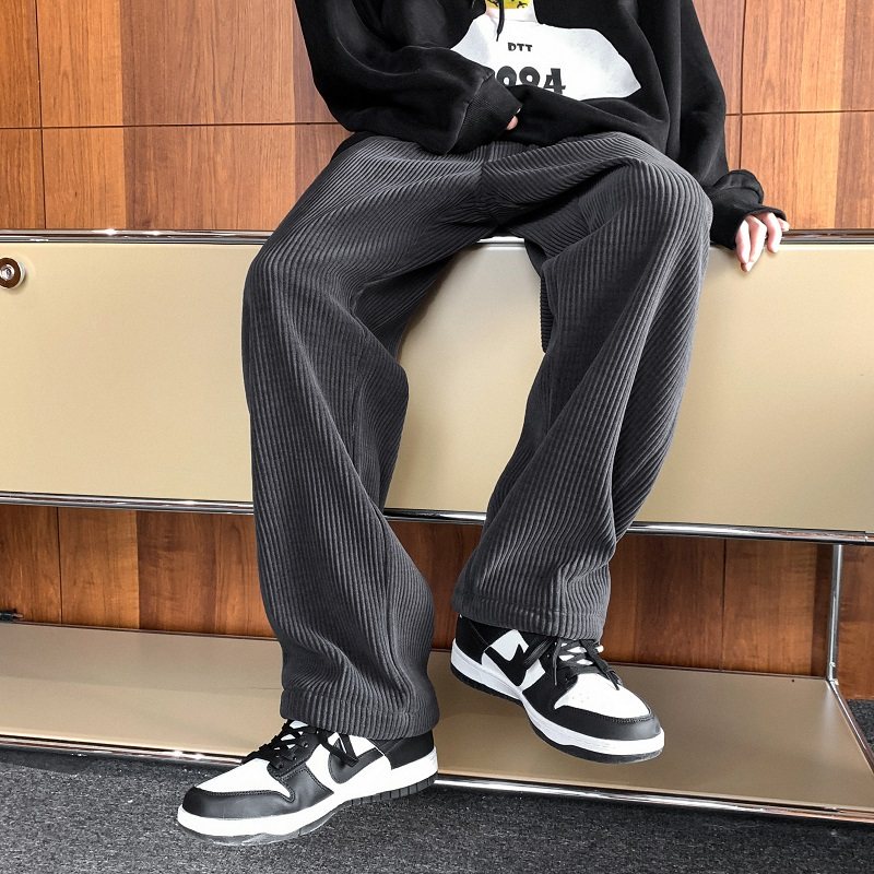 b341bk662022男士春季灯芯绒休闲直筒裤子宽松束脚运动