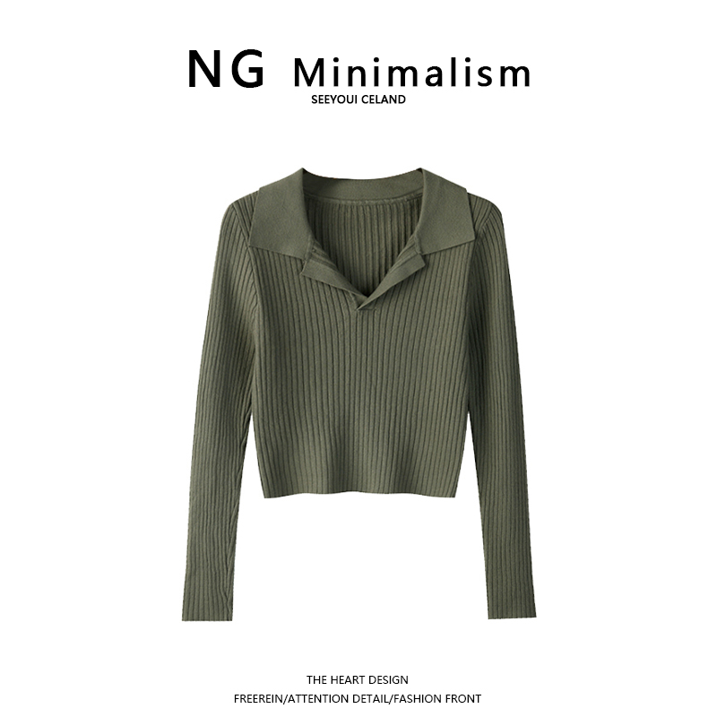 NG Minimalism2021年女装春季毛衣短款内搭小众打底衫针织上衣潮