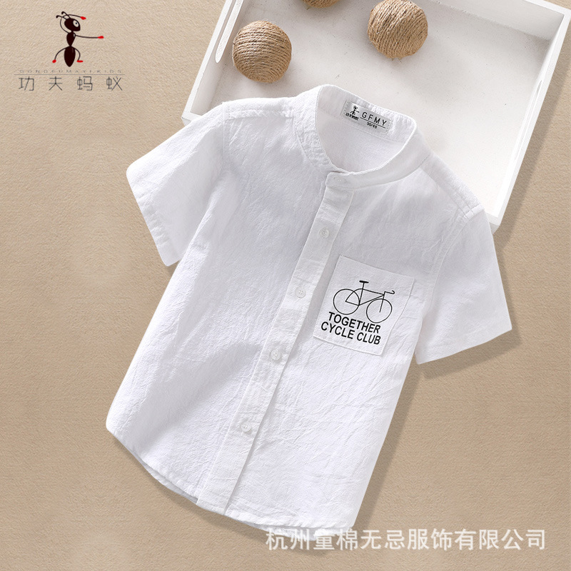 children shirt Short sleeved summer new pattern Children Boy Stand collar shirt leisure time Thin section half sleeve jacket 3503in the Children/Baby/Family fitted , Shirt category - from Buy2taobao.com to provide professional Taobao agent buy service