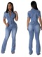 Denim jumpsuits for women plus size jeans 牛仔连体裤大码女装