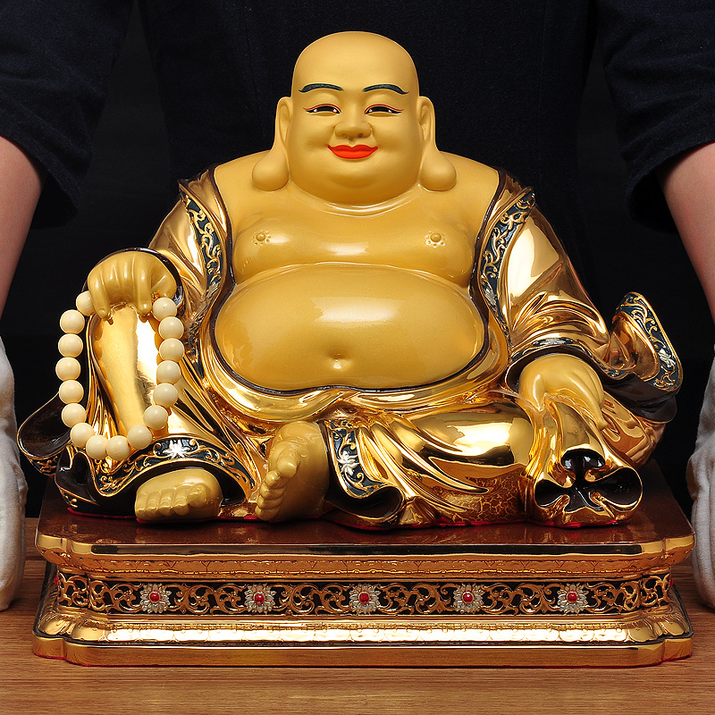 纯铜鎏金弥勒佛大号笑佛大肚弥勒佛寺庙供奉家用客厅招财佛像摆件