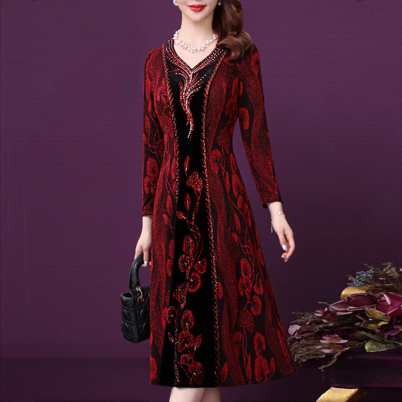 高端喜婆婆中年妈妈婚宴礼服高贵秋装喜庆轻奢高级感气质连衣裙女