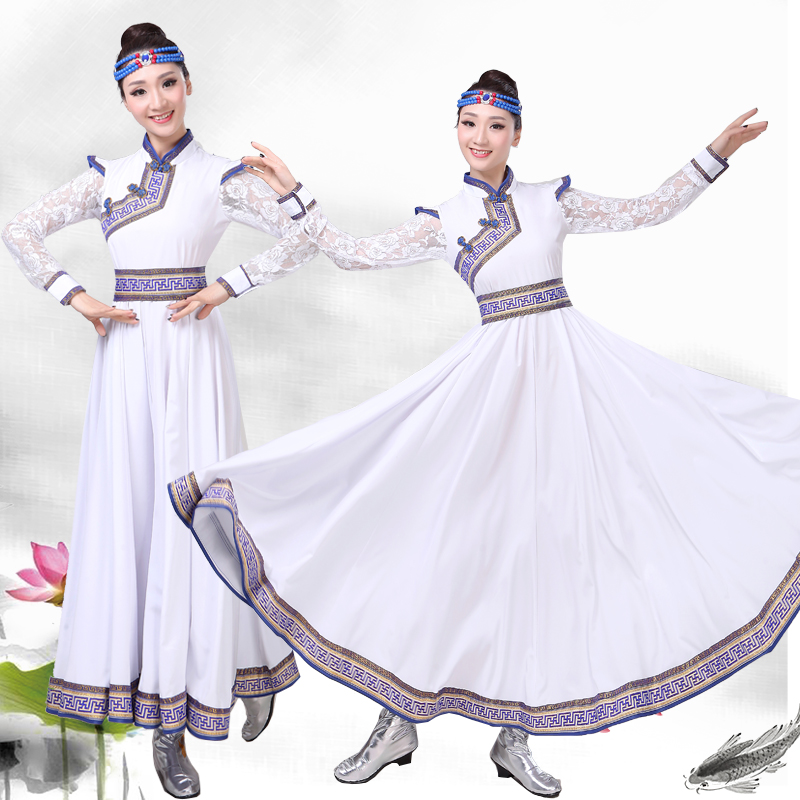 新款蒙古族大裙摆舞蹈演出服女装内蒙古大草原民族舞表演服装长裙