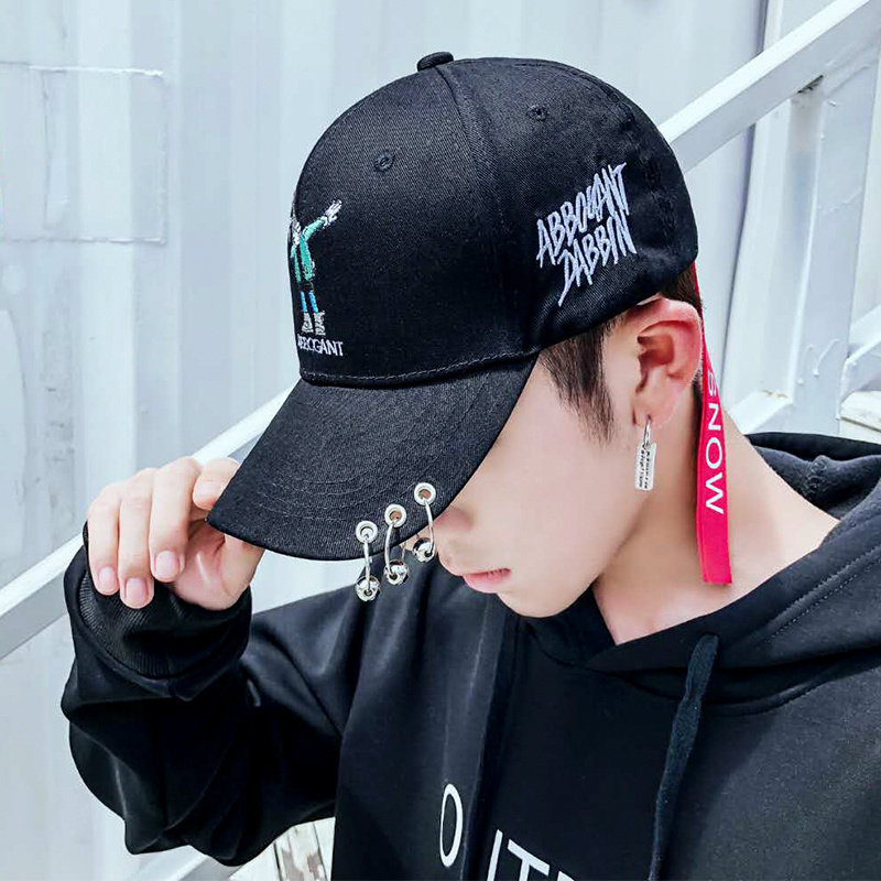 帽子男潮鸭舌帽韩版百搭学生街头嘻哈帽夏季遮阳帽黑色休闲棒球帽