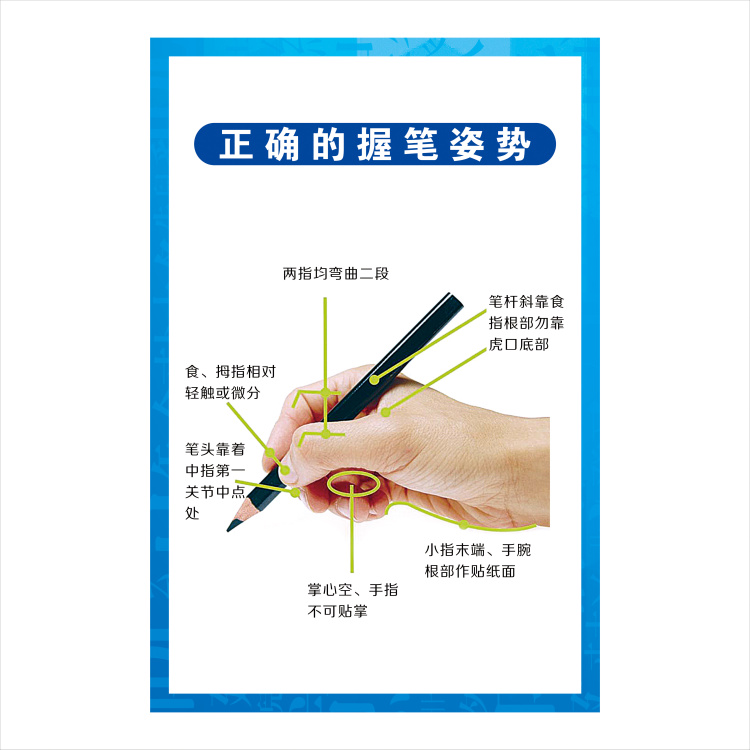 小学生正确握笔姿势坐姿永字八法墙贴纸汉字结构笔画顺序教室挂图