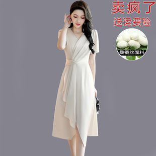 杭州真丝连衣裙女夏季2023年新款高端名牌奢华大牌气质桑蚕丝裙子