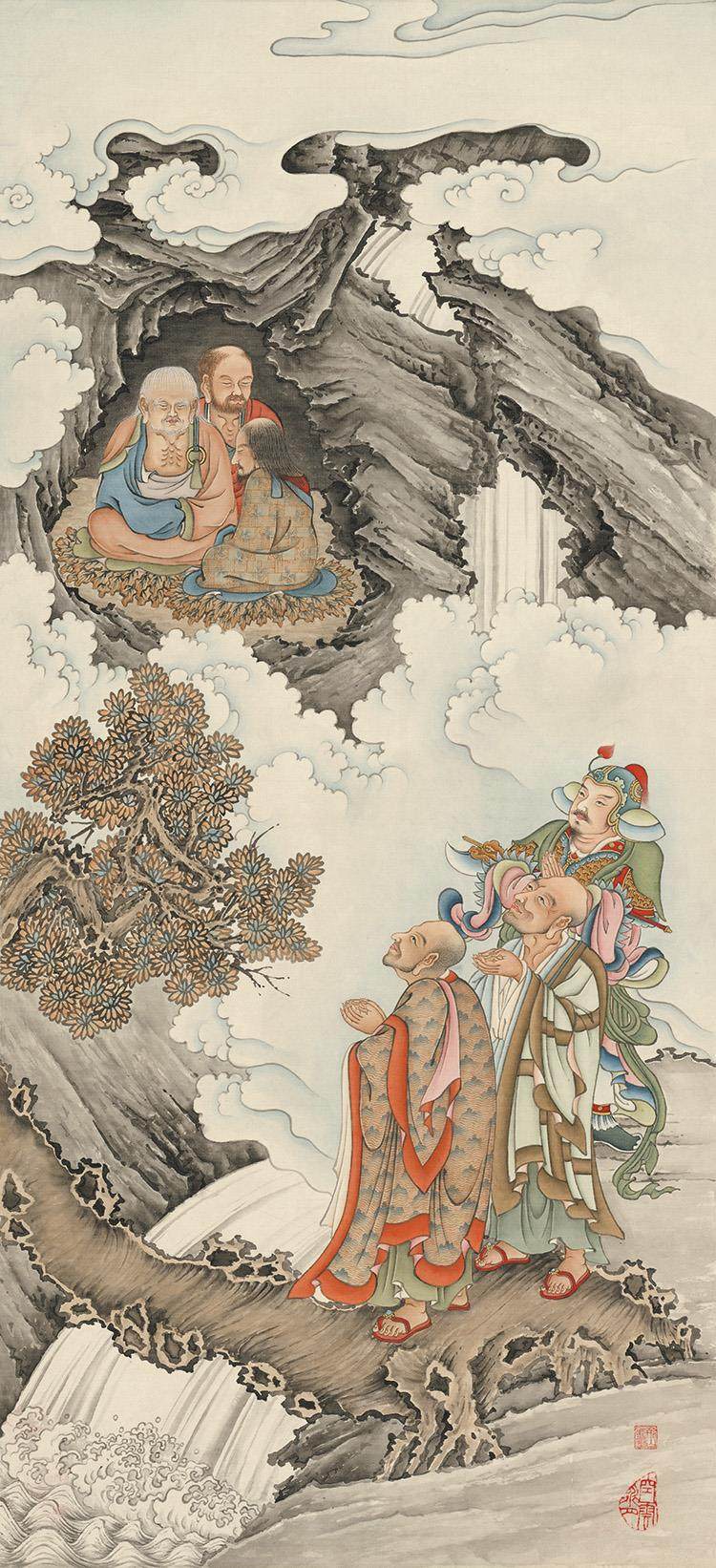 佛法佛像1-056夏荆山39x85cm宣纸微喷打印国画绢丝国画