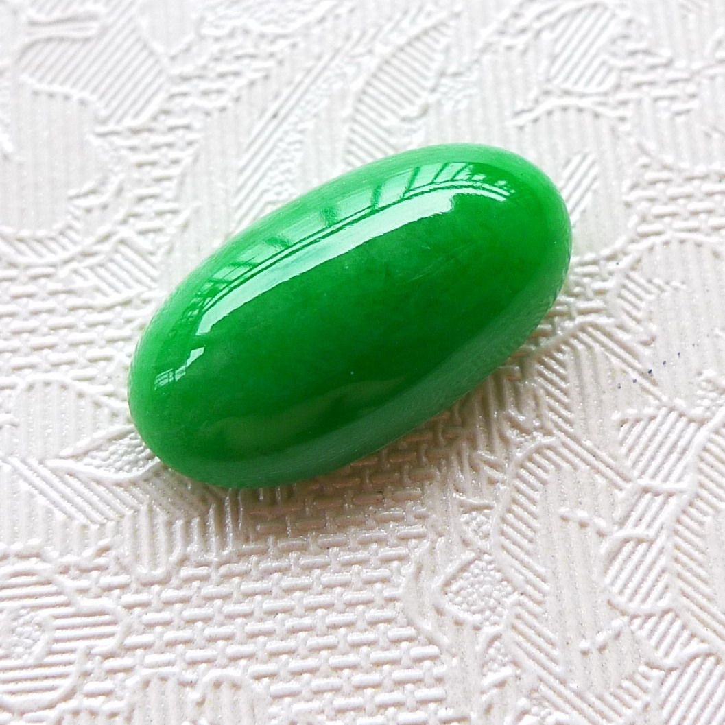 冰糯种老坑满绿阳绿蛋面裸石戒面 1.02克