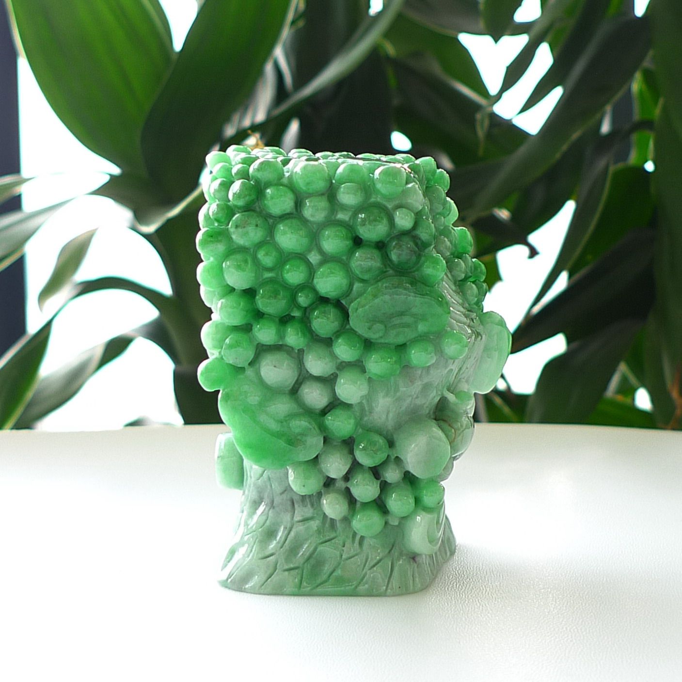 天然a货翡翠阳绿色翡翠精雕枯木逢春小摆件 0.29千克