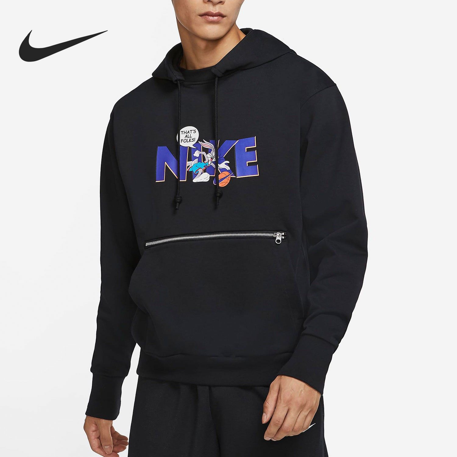 耐克nike space jam 男子联名兔八哥印花休闲连帽卫衣 dj3890-010