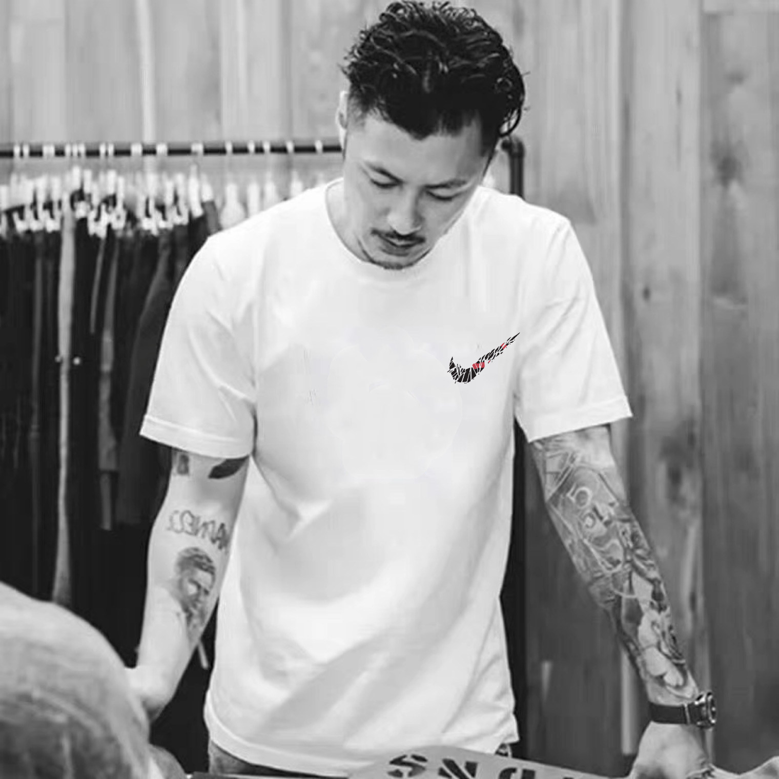 余文乐t恤男潮牌短袖纯棉t夏季简约白色宽松男装半袖体恤潮流上衣