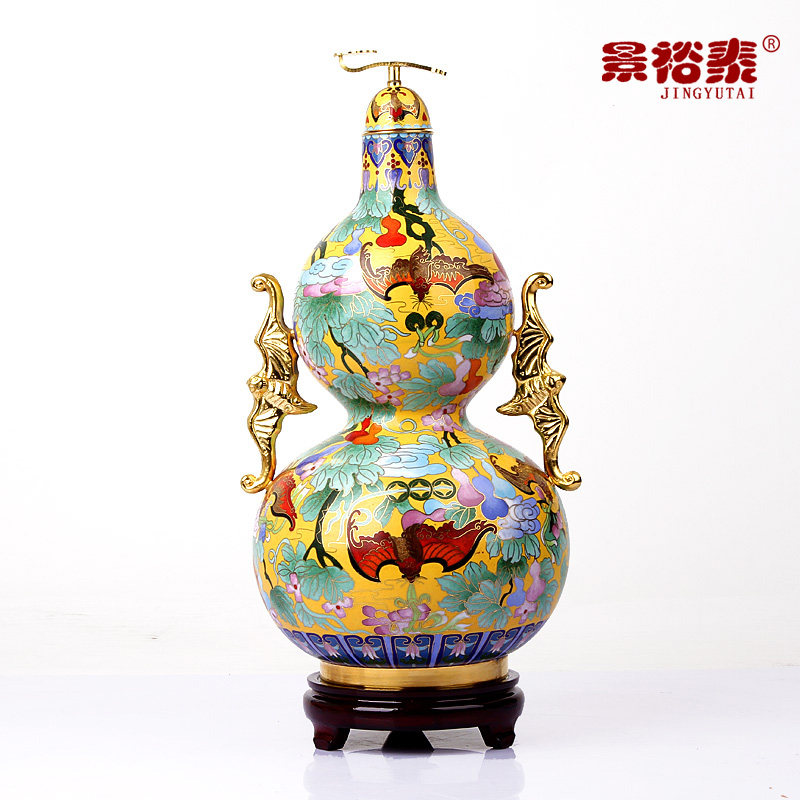 景泰蓝葫芦花瓶15寸铜胎掐丝珐琅家居客厅装饰品乔迁祝寿礼品