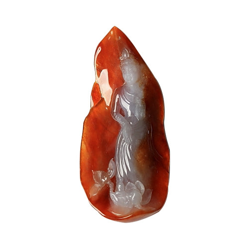 【即拍即得】 冠尚 缅甸翡翠a货 黄翡一叶成佛吊坠 17.88克