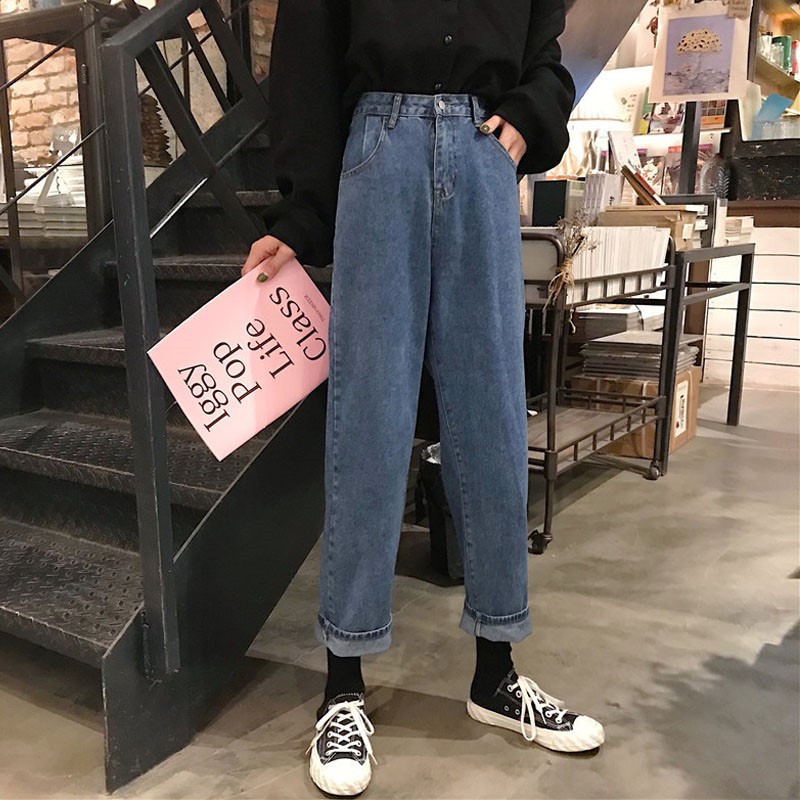 女褲春秋2019新款寬松高腰顯瘦喪系怪味直筒牛仔褲cec褲子女百搭在類目 女裝/女士精品, 牛仔褲中 - 來自Buy2taobao.com提供專業的淘寶代購服務