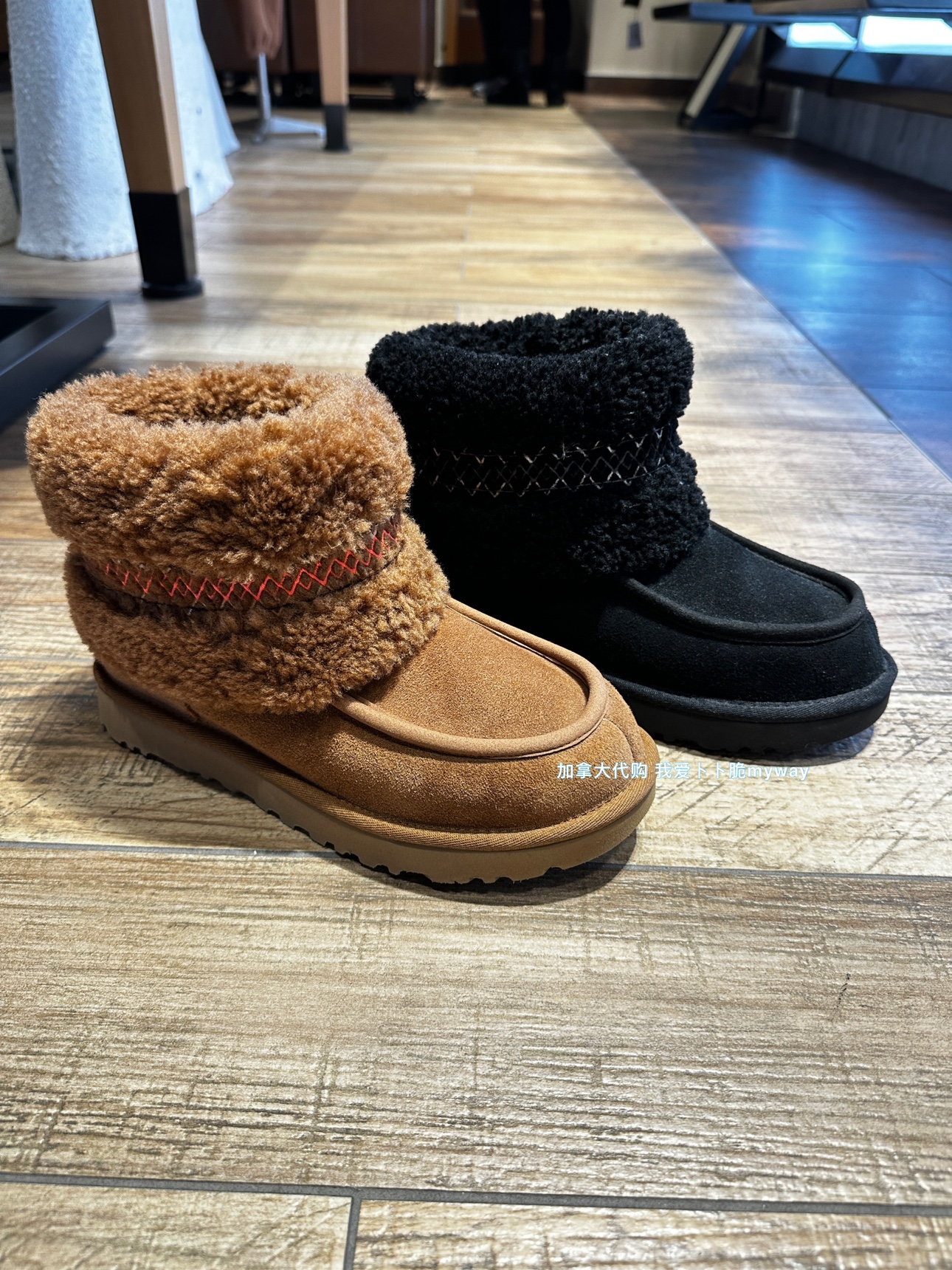 北美代购直邮Mini UGG braid中帮保暖内加绒女休闲鞋限量款冬靴