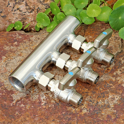 不锈钢水油气分水器煤气天然气四分铜活接球阀开关分流分气阀多通