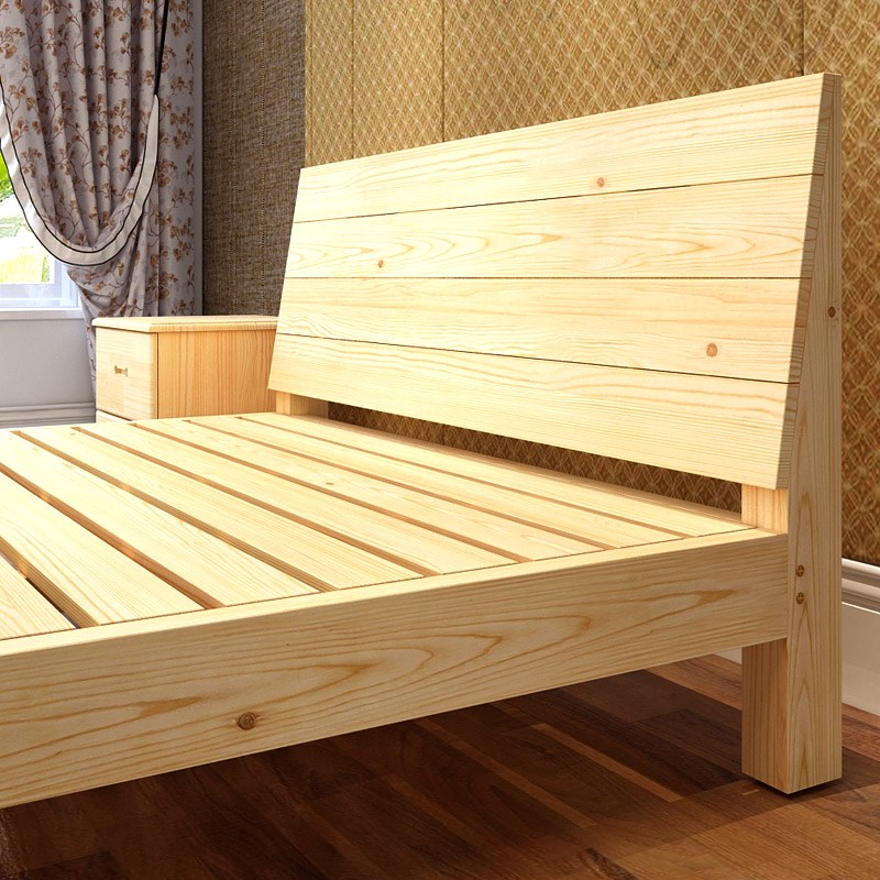 加宽简易木头床固定个性2实木床木床拼装传统硬板床木制单层三人