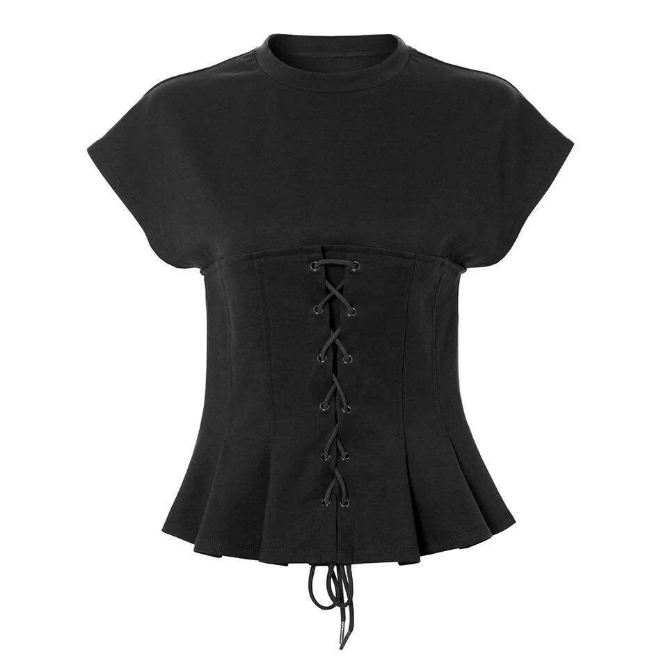 带鸡衣服_炒鸡显瘦s曲线 小飞袖 绑带短袖t恤上衣女19春夏季新款优惠