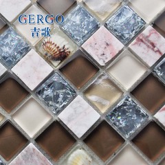 GERGO吉歌背景墙贴 树脂贝壳石材冰裂水晶玻璃拼图马赛克瓷砖特价