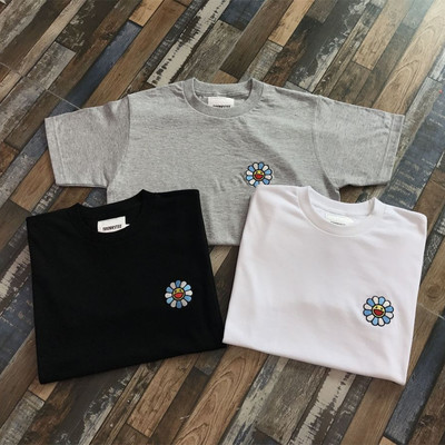 岛民潮店 trunks 夏季新款刺绣太阳花情侣圆领男女纯棉短袖tee