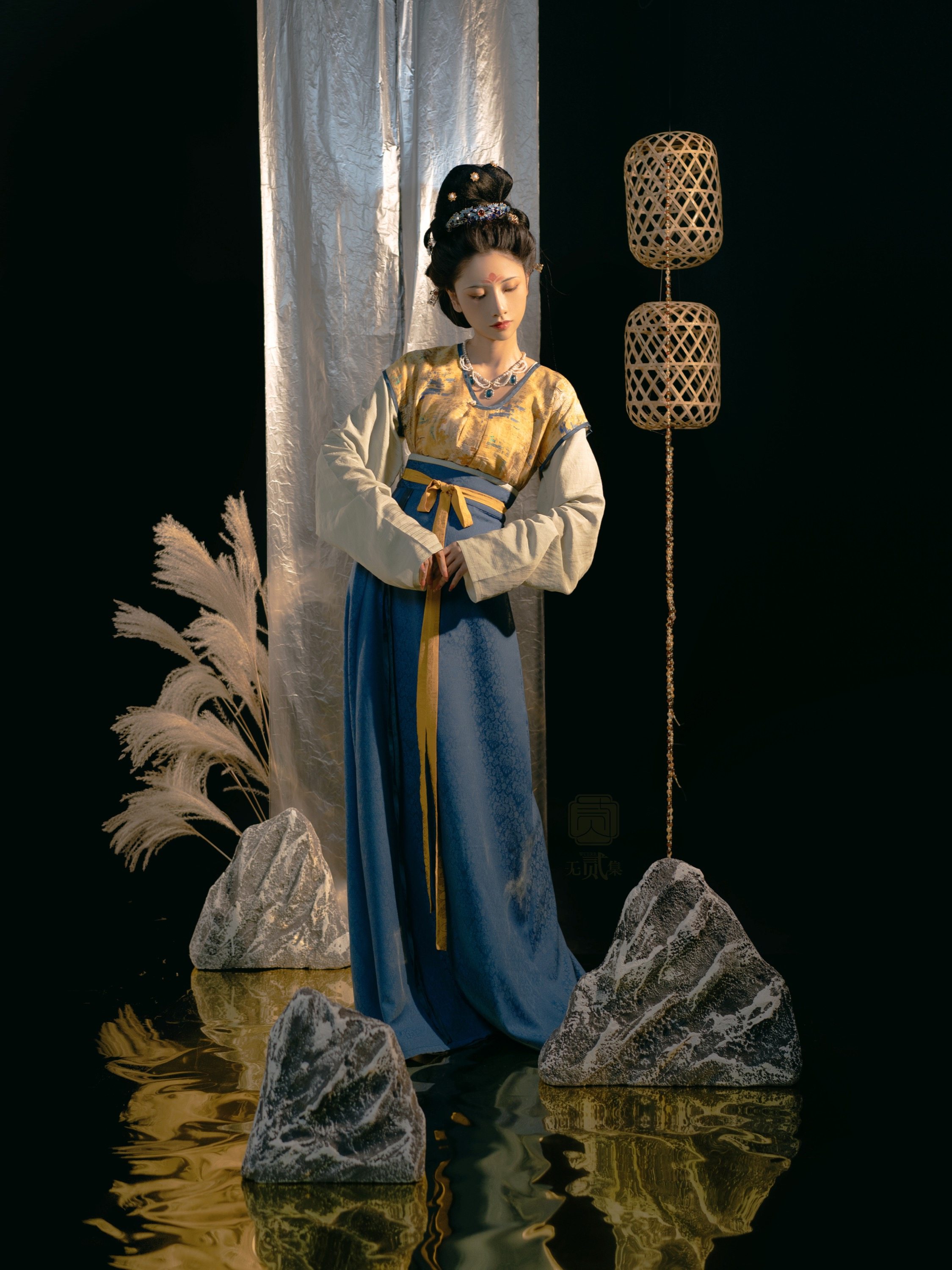 无贰集|长烟落日 敦煌色印花坦领背子垂领衫交嵛裙 唐制原创汉服