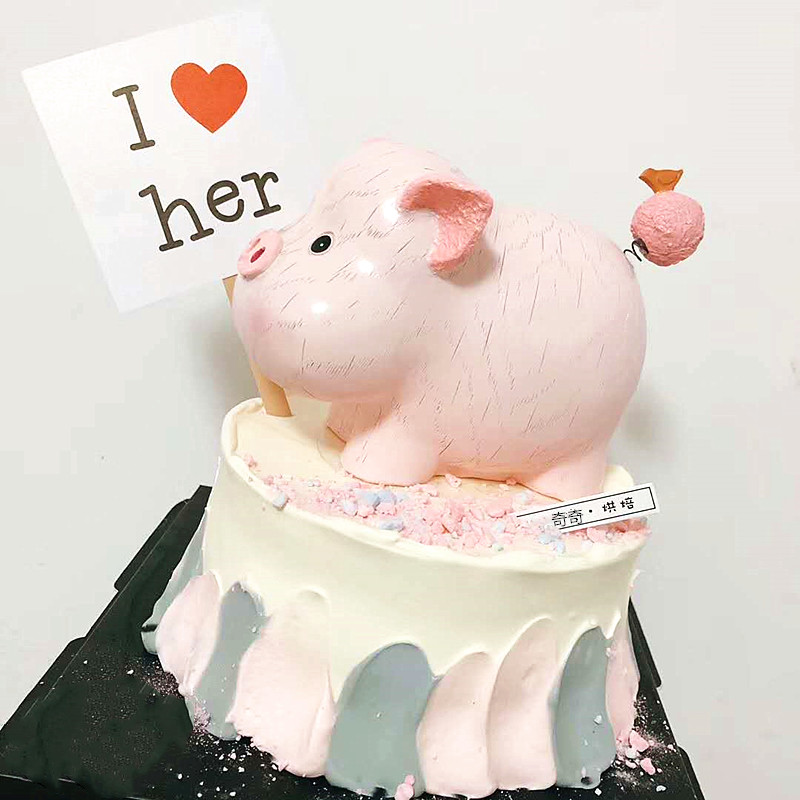 烘焙装饰小猪摇摇尾储蓄罐生肖猪生日派对蛋糕烘焙甜品台布置摆件