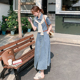 蓝色法式牛仔衬衫连衣裙女2025年夏季新款高级感气质收腰显瘦长裙