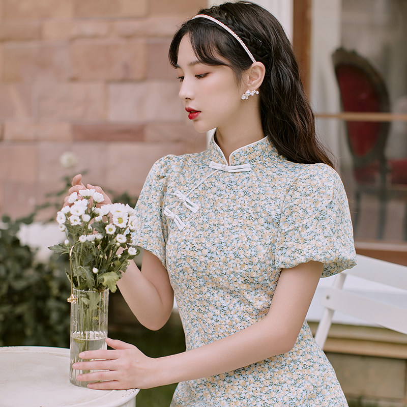 大小姐古法旗袍夏季2021年新款中国风女装民国复古女夏改良连衣裙