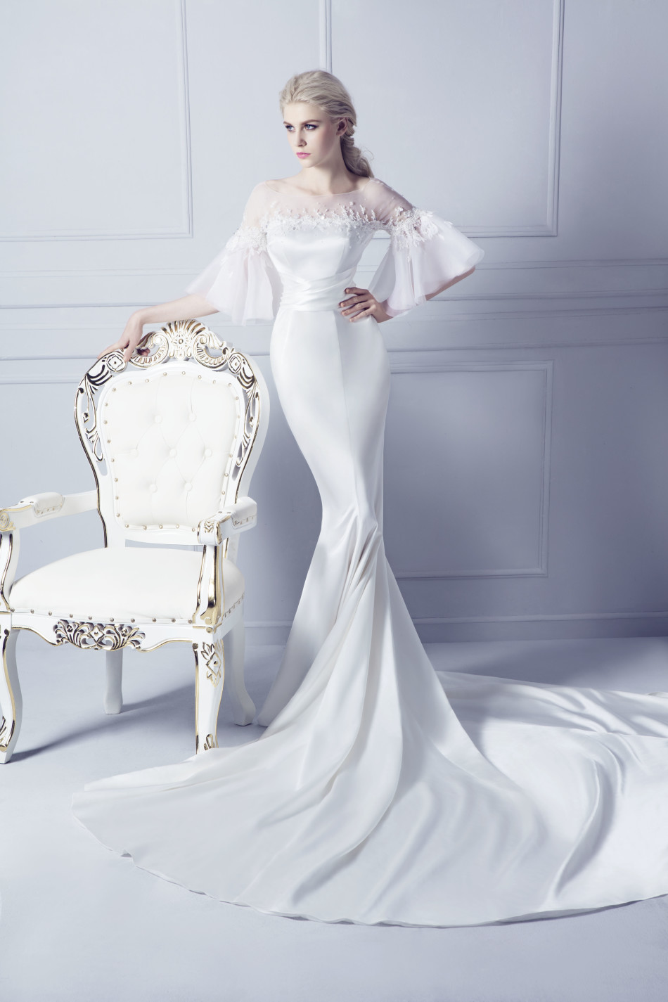 新款晚礼服新娘敬酒聚会名媛修身显瘦鱼尾蕾丝婚纱连衣裙长裙白色