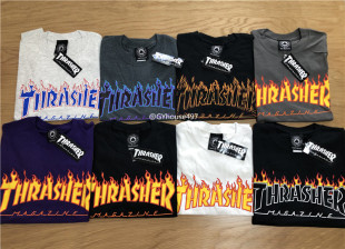 【羔羊House】Thrasher 美版 夏季多色火焰印花潮流短袖T恤情侣款