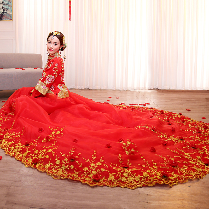 Dragon and gown 2017 new pattern Xiu clothing Bridal Gowns marry Wedding dress Chinese style marry kimono Trailing wedding dressin the Women's clothing/Boutique , Wedding/Cheongsam/Formal dress , Cheongsam category - from Buy2taobao.com to provide professional Taobao agent buy service
