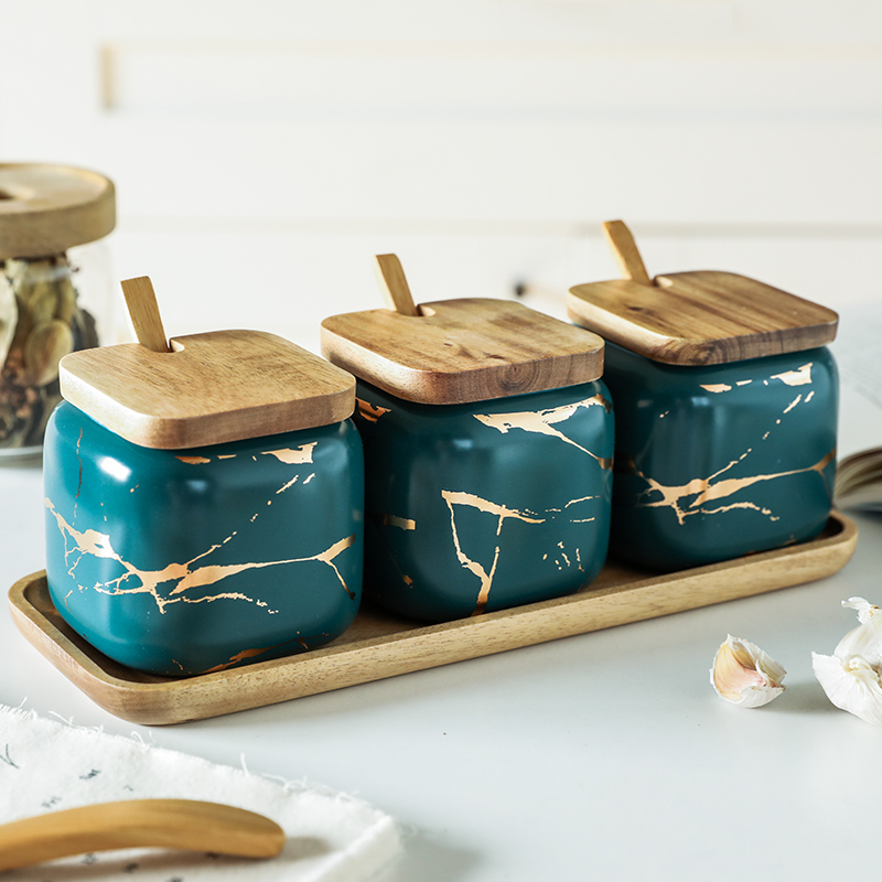 Wood Nordic Cruet Marble Seasoning Box Three Fine sugar Condiments Proof tankin the Kitchen/Cooking utensils , Kitchen Gadgets/Kitchen storage , Storage jars/Kitchen storage containers , Seasoning bottles category - from Buy2taobao.com to provide professional Taobao agent buy service