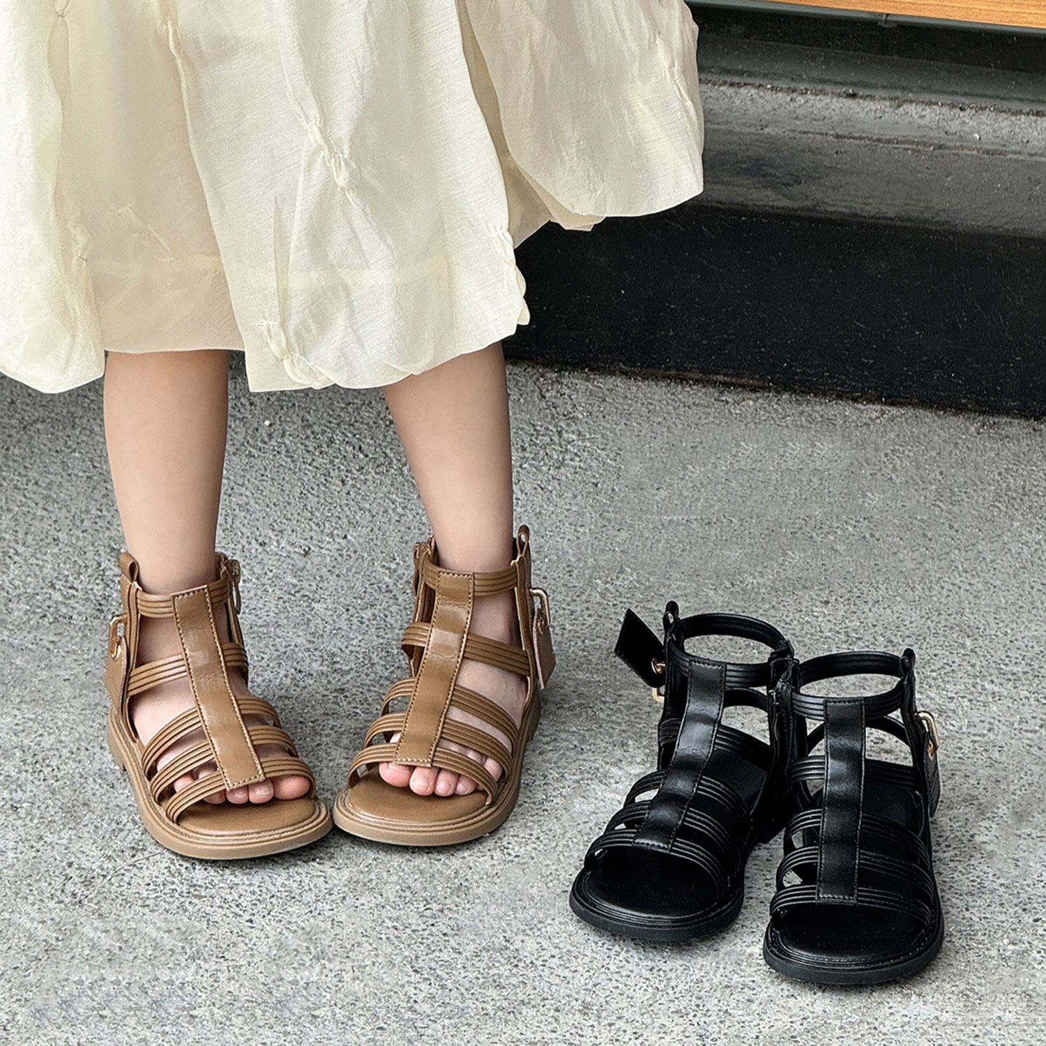 女童罗马鞋2024夏季新款儿童休闲鞋夏款小女孩公主鞋大童洋气凉鞋