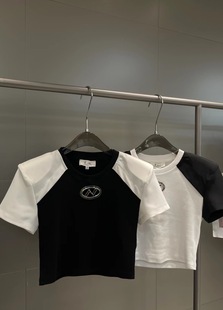 2024夏季新款韩版设计感小心机性感镂空装饰拼接百搭短袖T恤上衣
