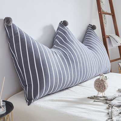 皇冠床头靠枕可拆洗榻榻米软包双人床头长靠垫毛球格子大靠背色织